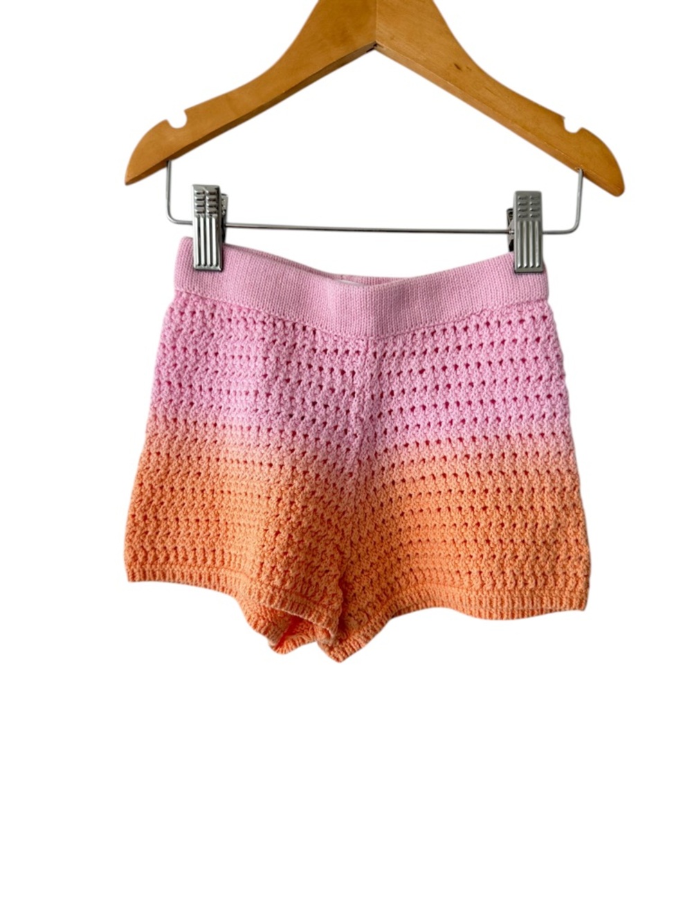 Zara Pink and Orange Ombre Crochet High-Waist Shorts years